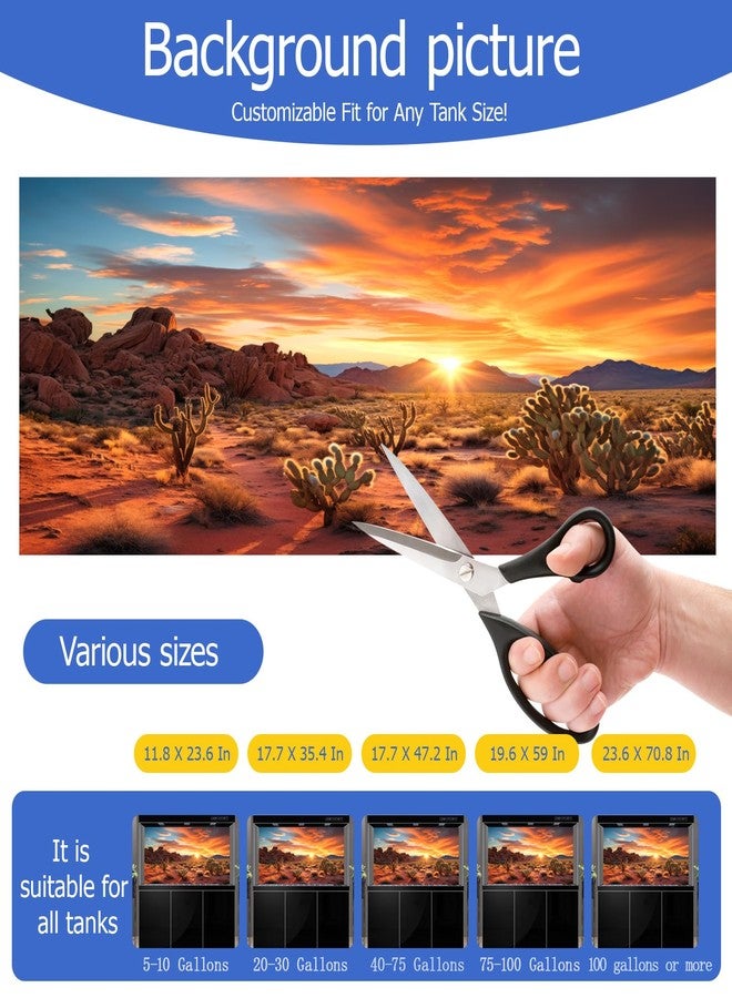 CICK SEED Aquarium Background & Terrarium Background - Ultra HD Static Cling, Tape-Free, Desert Sunset Design for Reptile Tank Decorations, Perfect for Bearded Dragon and Leopard Gecko Tanks 11.8 X 23.6 Inches - Image 4